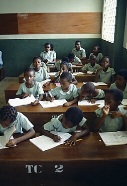 NIGERIA  Rivers State Children at desks in a classroom African Kids Learning Lessons Nigerian Teaching Western Africa