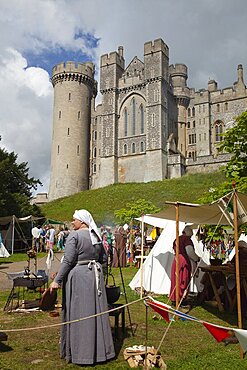 England, West Sussex, Arundel, Jousting festival in the grounds of Arundel Castle.