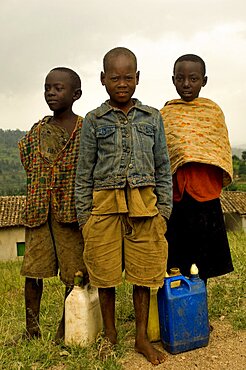 Rwanda, Children, School children fetching water.