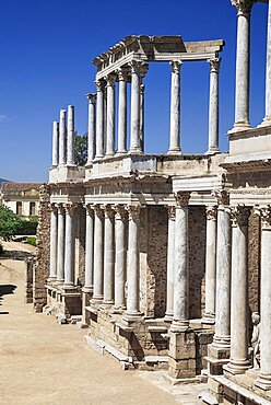 Spain, Extremadura, Merida, Roman Theatre ruin.