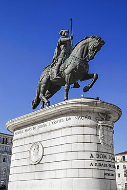 Portugal, Estremadura, Lisbon, Praco do Figueira Statue of Dom Joao 1st.