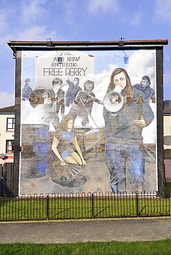 Ireland, North, Derry, The People's Gallery series of murals in the Bogside, Mural known as "Bernadette".