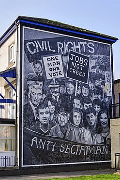 Ireland, North, Derry, The People's Gallery series of murals in the Bogside, Mural known as "Civil Rights".