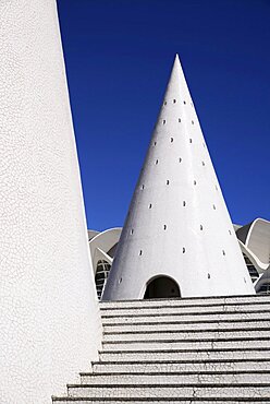 Spain, Valencia Province, Valencia, Spain, Valencia Province, Valencia, La Ciudad de las Artes y las Ciencias, City of Arts and Sciences, A lift on the Umbracle sculpture garden.