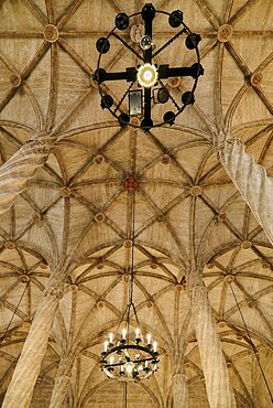 Spain, Valencia Province, Valencia, Spain, Valencia Province, Valencia, Llotja de la Seda, Ceiling of the Sala de Contratacion or Trading Hall, Also known as the Lonja de la Seda or in English The Silk Exchange.