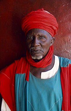 NIGERIA  Kano Emirs palace guard.  Head and shoulders portrait. African Nigerian Western Africa