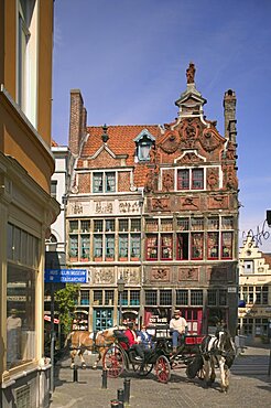 BELGIUM Ghent Horse-drawn carriage taking tourists around the medieval centre of the city. Travel  Tourism  Holidays  Center  Flemish Region