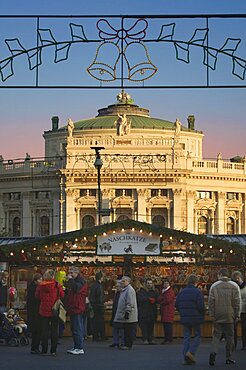 AUSTRIA Vienna The Rathaus Christmas Market with The Burgtheater in the background. Christkindlesmarkt  Festive  Advent  Yuletide  Travel  Holidays