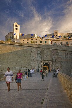 SPAIN Balearic Islands Ibiza View of Portal de ses Taules  the gateway to DAlt Vila  the old walled town  Eivissa.  Travel Holidays Tourism