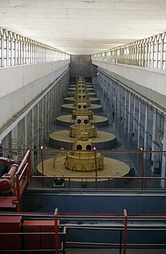 TAJIKISTAN  Nurek Nine large turbines inside the hydroelectric power station. hydropower