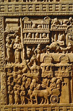 Detail of stupa carving, Sanchi, Madhya Pradesh, India