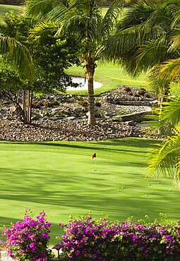 Raffles Resort Trump International Golf Course designed by Jim Fazio, The practice green, Canouan, St Vincent & The Grenadines