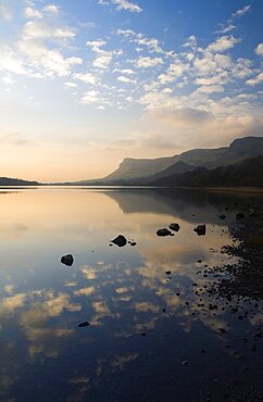 Glencar Lake in Leitrim with Sligos Ben Bulben Mountain behind, Ireland, Eire