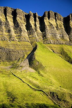 IRELAND, County Sligo, Ben Bulben Mountain, Close up of some of the mountains crevices