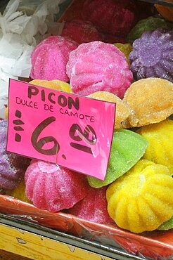 Coloured sweets for sale, Markets, Puebla, Mexico