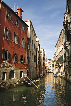 Gondola on Rio dei Santi Apostoli canal, Venice, Veneto, Italy, Europe