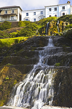 Waterfall in Ventnor Botanical Gardens, Ventnor, Isle of Wight, England, United Kingdom, Europe