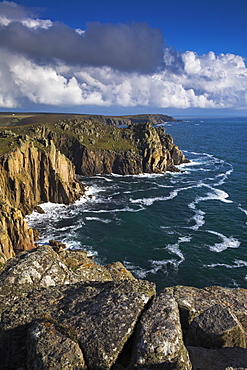 Towering cliffs of Lands End, Cornwall, England, United Kingdom, Europe