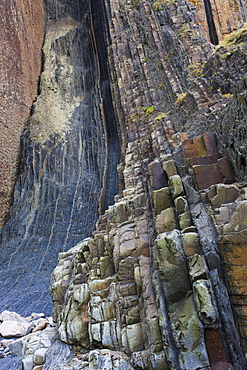 Rock strata in the cliffs at Bude, Cornwall, England, United Kingdom, Europe