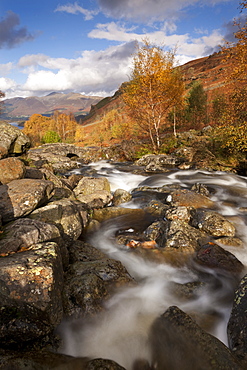 Rocky stream and Ashness Bridge, Lake District National Park, Cumbria, England, United Kingdom, Europe