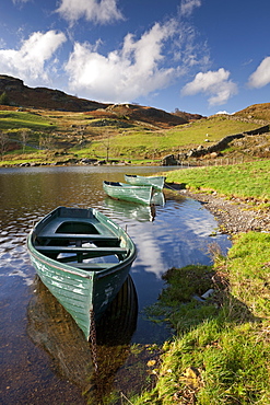 Boats on Watendlath Tarn, Lake District National Park, Cumbria, England, United Kingdom, Europe