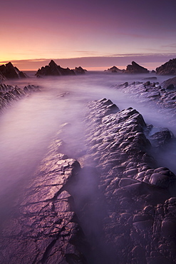 Broken rock ledges at Hartland Quay, North Devon, England, United Kingdom, Europe