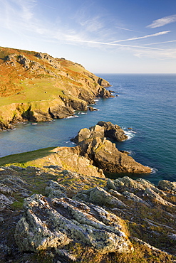 Soar Mill Cove from Cathole Cliff, South Hams, Devon, England, United Kingdom, Europe