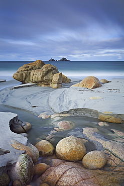 Porth Nanven and The Brisons islands, St. Just, Cornwall, England, United Kingdom, Europe