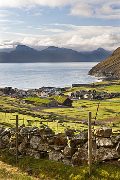 Picturesque village of Gjogv on Eysturoy in the Faroe Islands, Denmark, Europe