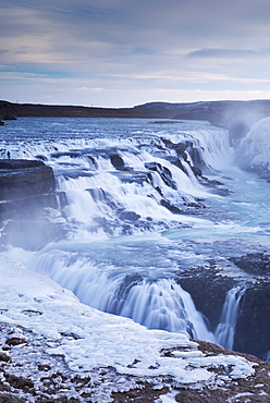 Thundering Gullfoss waterfall in winter time, Iceland, Polar Regions 