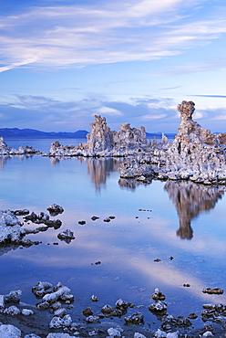 Tufa towers in Mono Lake at twilight, California, United States of America, North America