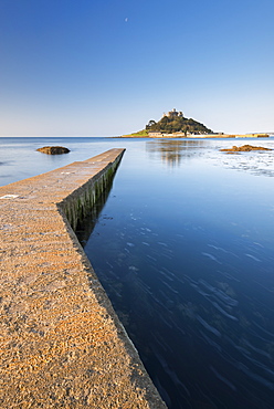 Slipway leading to St. Michael's Mount off the coast of Marazion, Cornwall, England, United Kingdom, Europe