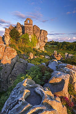 The 15th century ruined chapel on top of Roche Rock, Roche, Cornwall, England, United Kingdom, Europe