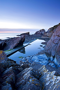 Rocky coastline at Combe Martin, Exmoor National Park, Devon, England, United Kingdom, Europe