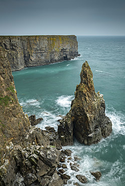 Sea Stack on the Pembrokeshire Coast, Wales, United Kingdom, Europe