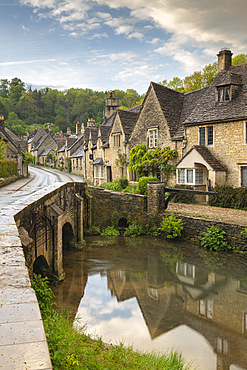 Picture postcard Cotswolds village of Castle Combe, Wiltshire, England, United Kingdom, Europe