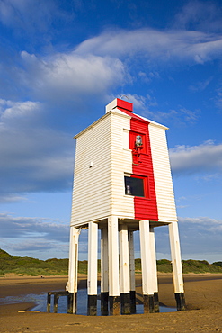 Wooden lighthouse on the sandy beach at Burnham-on-Sea, Somerset, England, United Kingdom, Europe