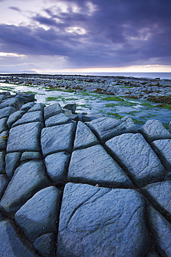 Cracked limestone ledges at Kilve in Somerset, England, United Kingdom, Europe