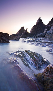 Spectacular geological formations at Westcombe Beach in the South Hams, Devon, England, United Kingdom, Europe