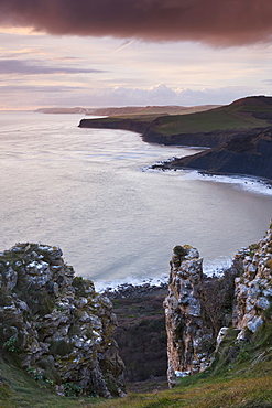 Jurassic Coastline viewed from Emmetts Hill, St. Aldhelms Head, Jurassic Coast, UNESCO World Heritage Site, Dorset, England, United Kingdom, Europe