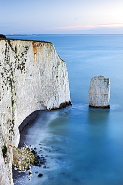 Chalk Cliffs and Sea Stack at South Haven Point, near Old Harry Rocks, Ballard Down, Jurassic Coast, UNESCO World Heritage Site, Dorset, England, United Kingdom, Europe