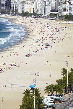 View of Copacabana beach, Copacabana, Rio de Janeiro, Brazil, South America 