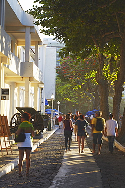 People walking inside the grounds of Forte de Copacabana (Copacabana Fort), Copacabana, Rio de Janeiro, Brazil, South America 