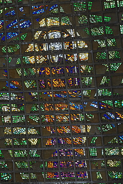 Stained glass window of Metropolitan Cathedral of St. Sebastian, Centro, Rio de Janeiro, Brazil, South America 