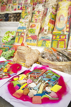 Colourful confectionery in Witches' Market, La Paz, Bolivia, South America