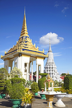 Stupas at Silver Pagoda in Royal Palace, Phnom Penh, Cambodia, Indochina, Southeast Asia, Asia  