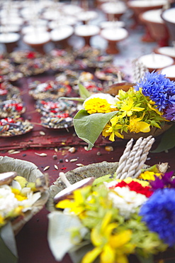 Flower offerings at Durbar Square, Kathmandu, Nepal, Asia