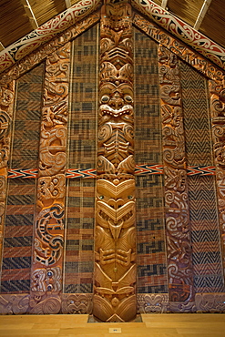 Interior of Maori ancestral home in Auckland Museum, Auckland, North Island, New Zealand, Pacific