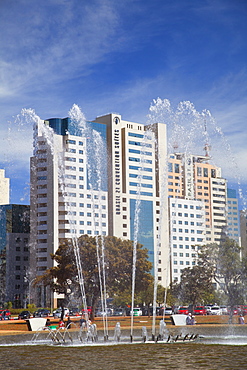 Fountain Square and buildings of Sector Sul, Brasilia, Federal District, Brazil, South America