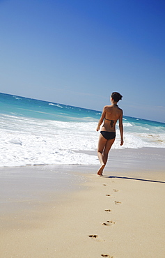 Woman walking on Floreat Beach, Perth, Western Australia, Australia, Pacific